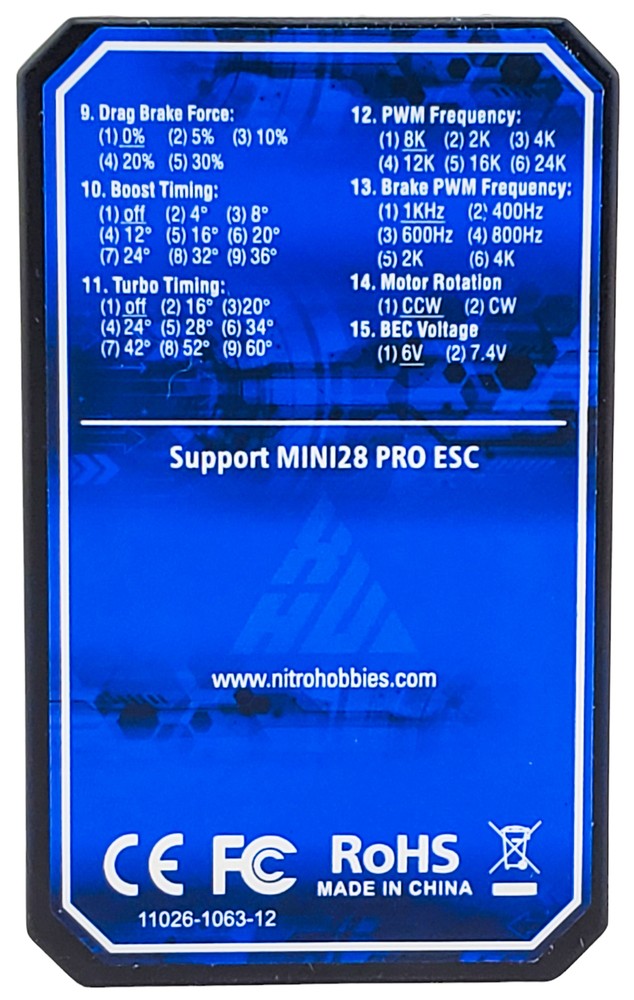 NHX RC Programming Card for Mini 28 Pro Brushless ESC