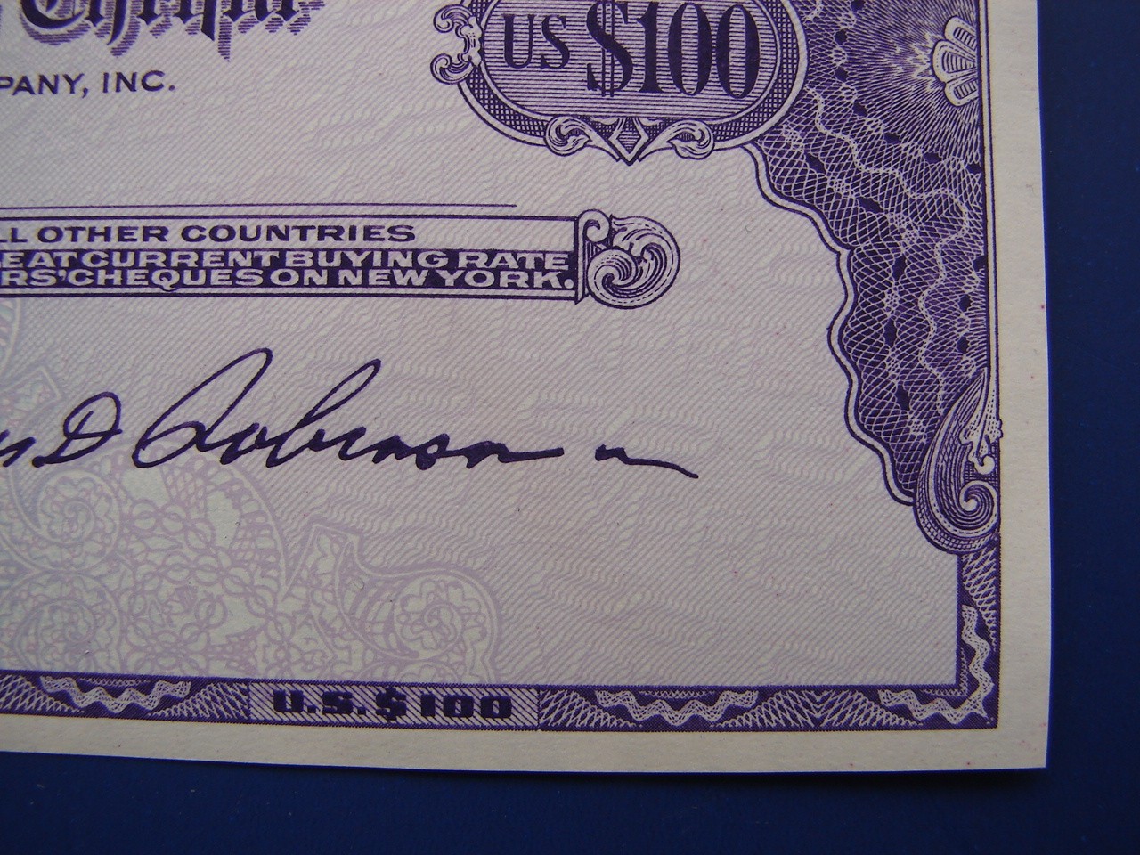 Vintage American Express Travelers Check Cheque $100 US Dollars Unused MINTY 600