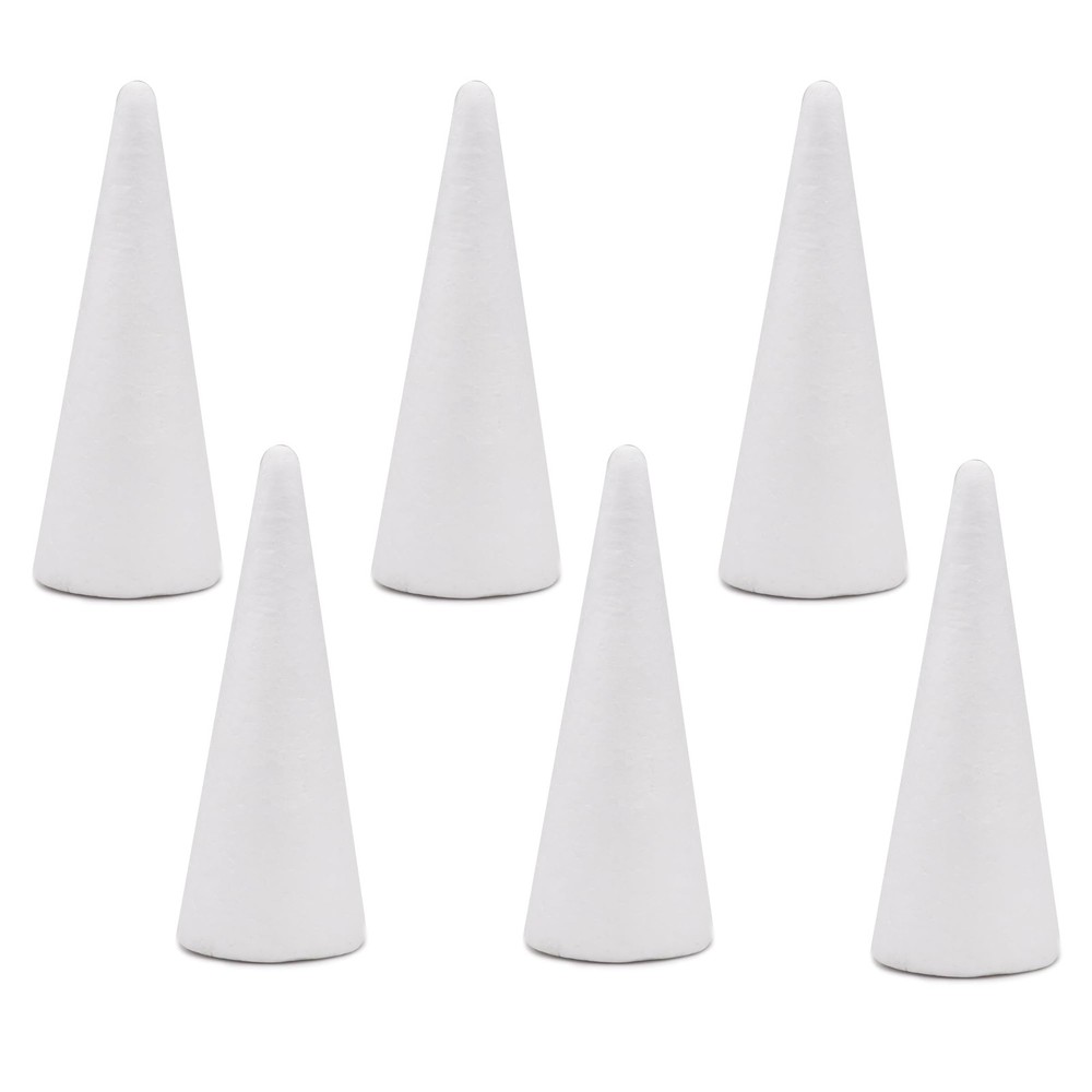 6 Pack Foam Tree Cones Polystyrene 2.75x7.87 Inch Christmas Tree DIY Decor