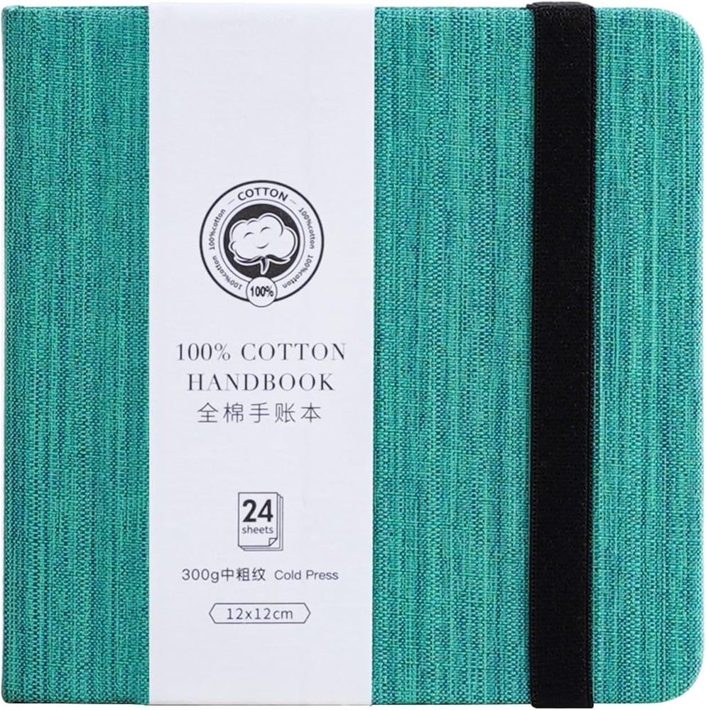 Lightwish Square Watercolor Journal,100% Deep Green