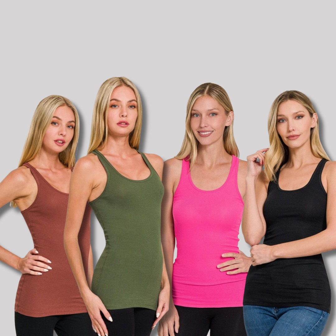 Women's Stretchy Soft Thin Cotton Ribbed Knit Racerback Tank Top Zenana S-XL