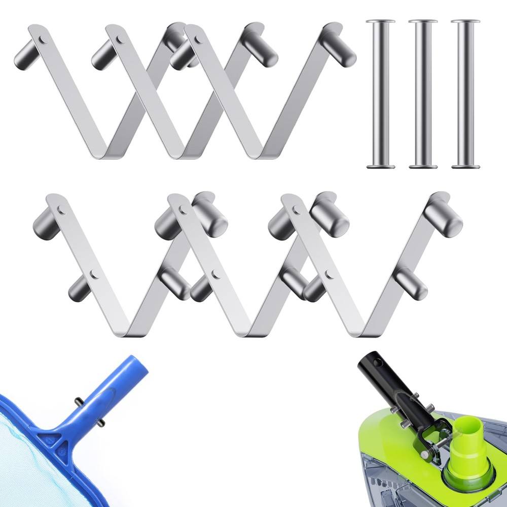 9PCS Pool Brush V-Shaped Clip & Locking Pins Replacement Set,3PCS EZ & 3PCS S...