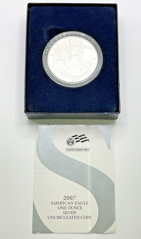 2007 Burnished Silver Eagle w/box & COA