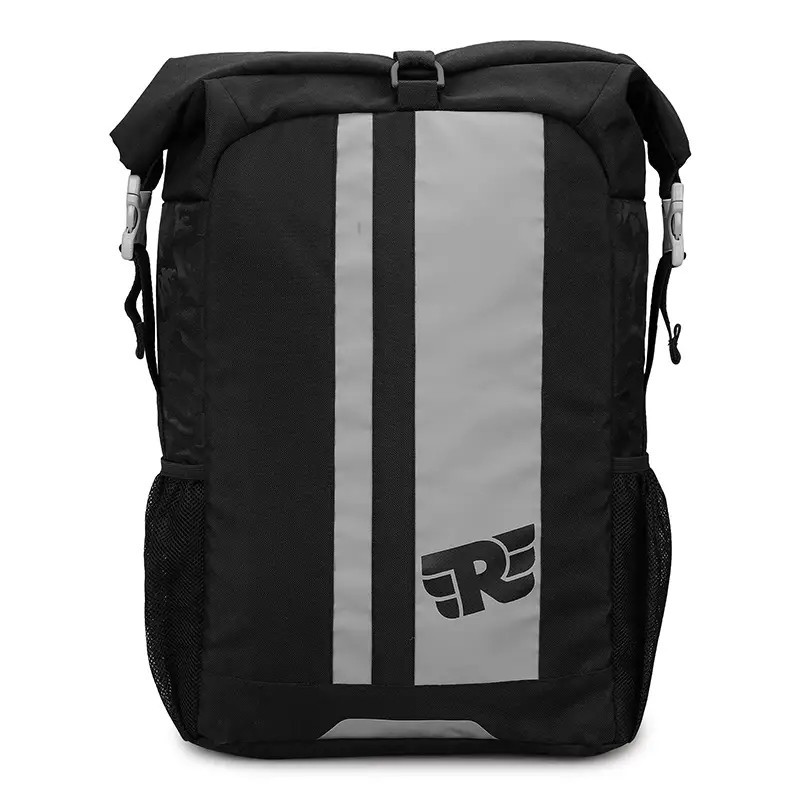 THIK & THIN STRIPES "ROLL TOP GREY & BLACK BACKPACK"