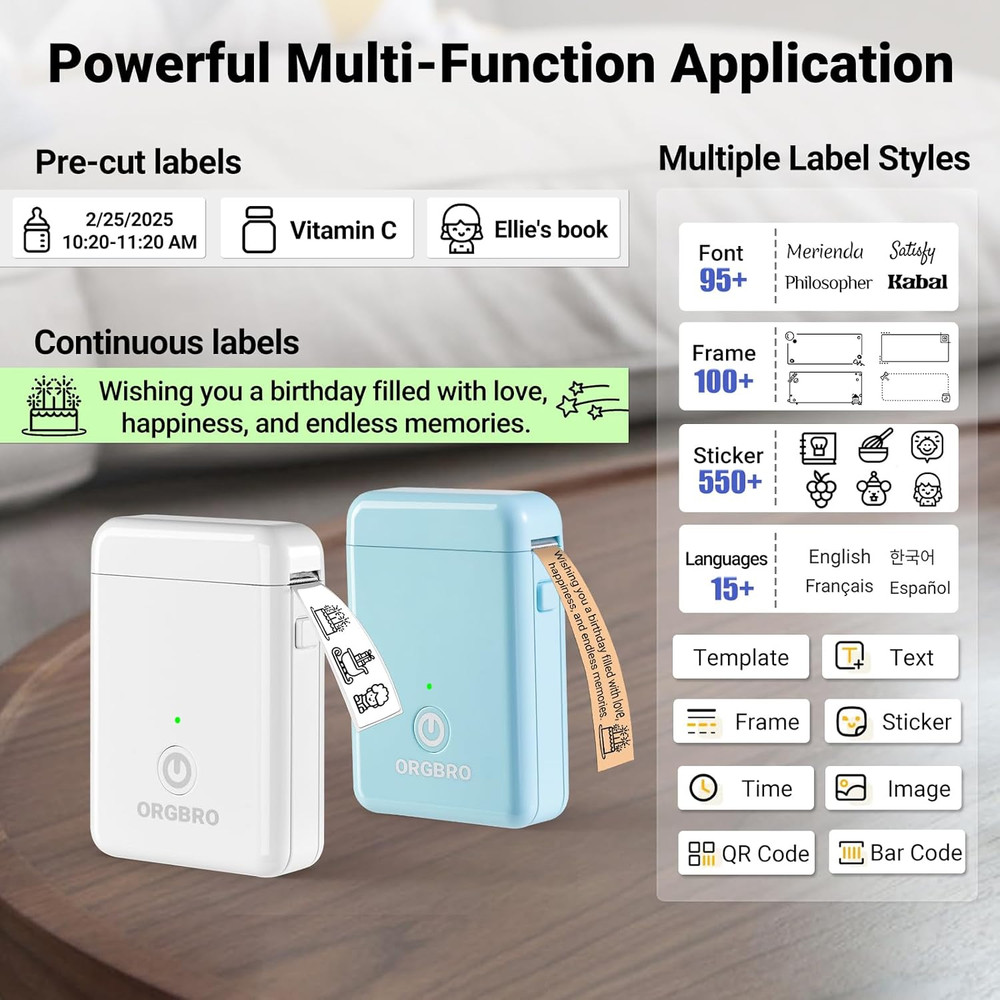 Label Maker Machine with Tape, X1 Portable Bluetooth Mini Label Printer, Support