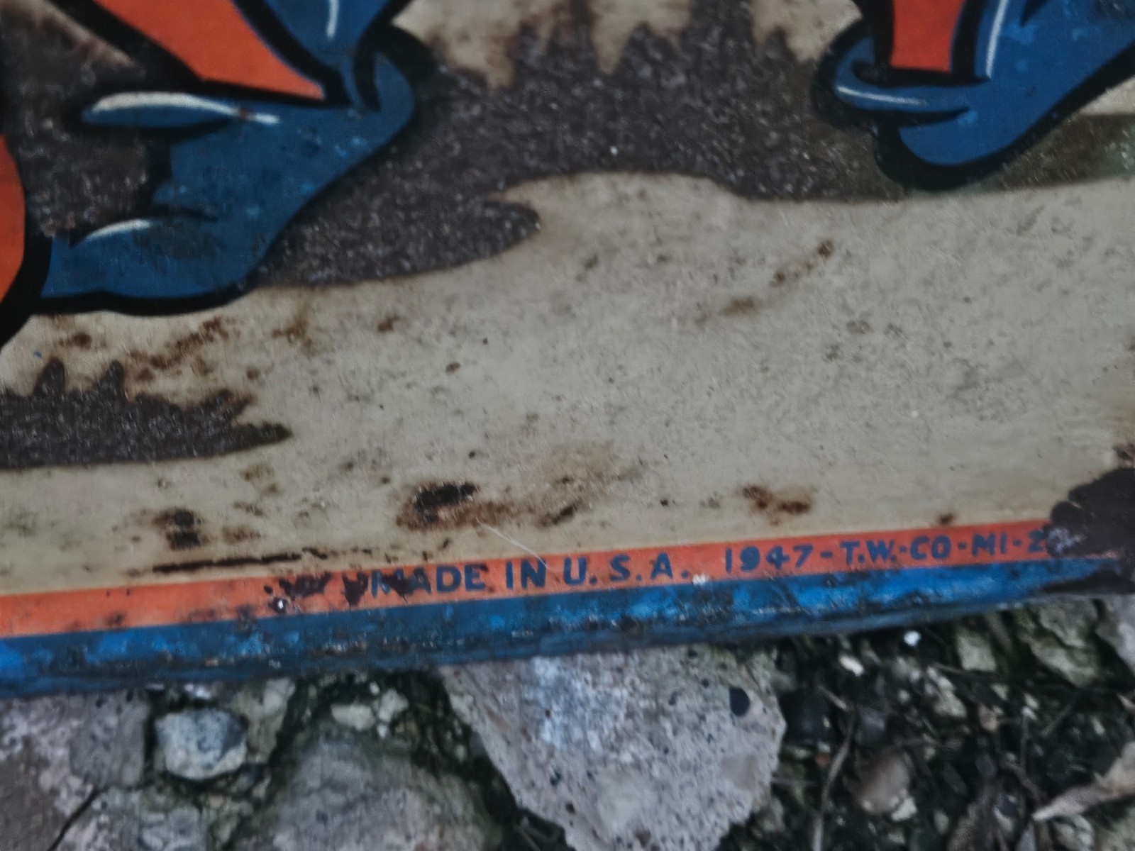 RARE Vintage 1947 Whistle Orange Soda Pop Tin Advertising 54x18 Sign