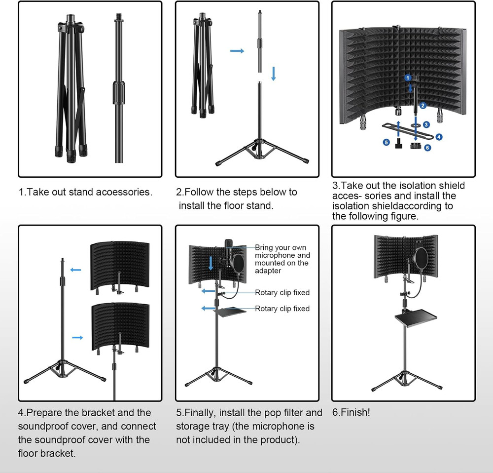 Professional Studio Recording Microphone Isolation Shield, Pop Filter,High De...