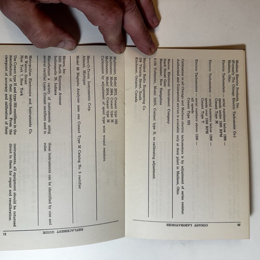 CONANT INSTRUMENT RECTIFIER REPLACEMENT GUIDE 1961 8th Edition Laboratories