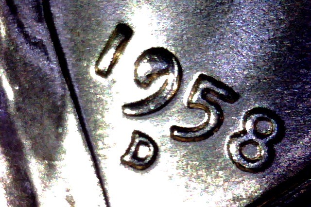 1958-D FILLED 9 VARIETY ERROR , BU