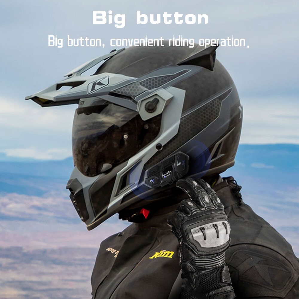 2x M1-S Pro Motorcycle Intercom 2000m 8 Riders Bluetooth Helmet Headset + Mic