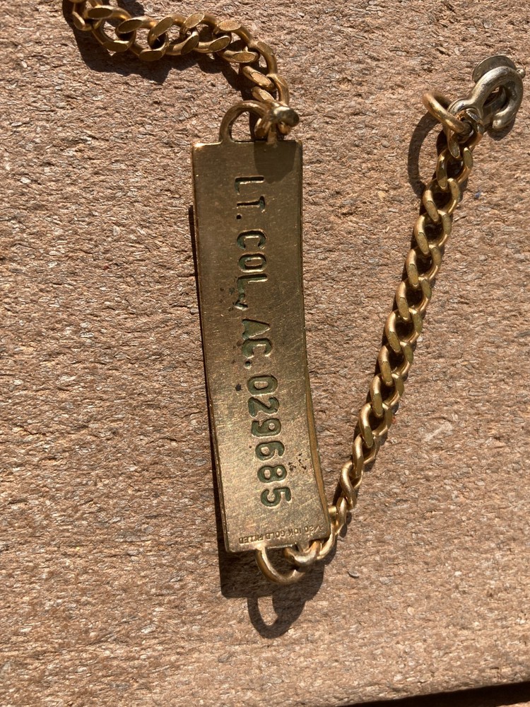 WW2 USAAF US Army Air Force ID Identification Bracelet Lt. Colonel