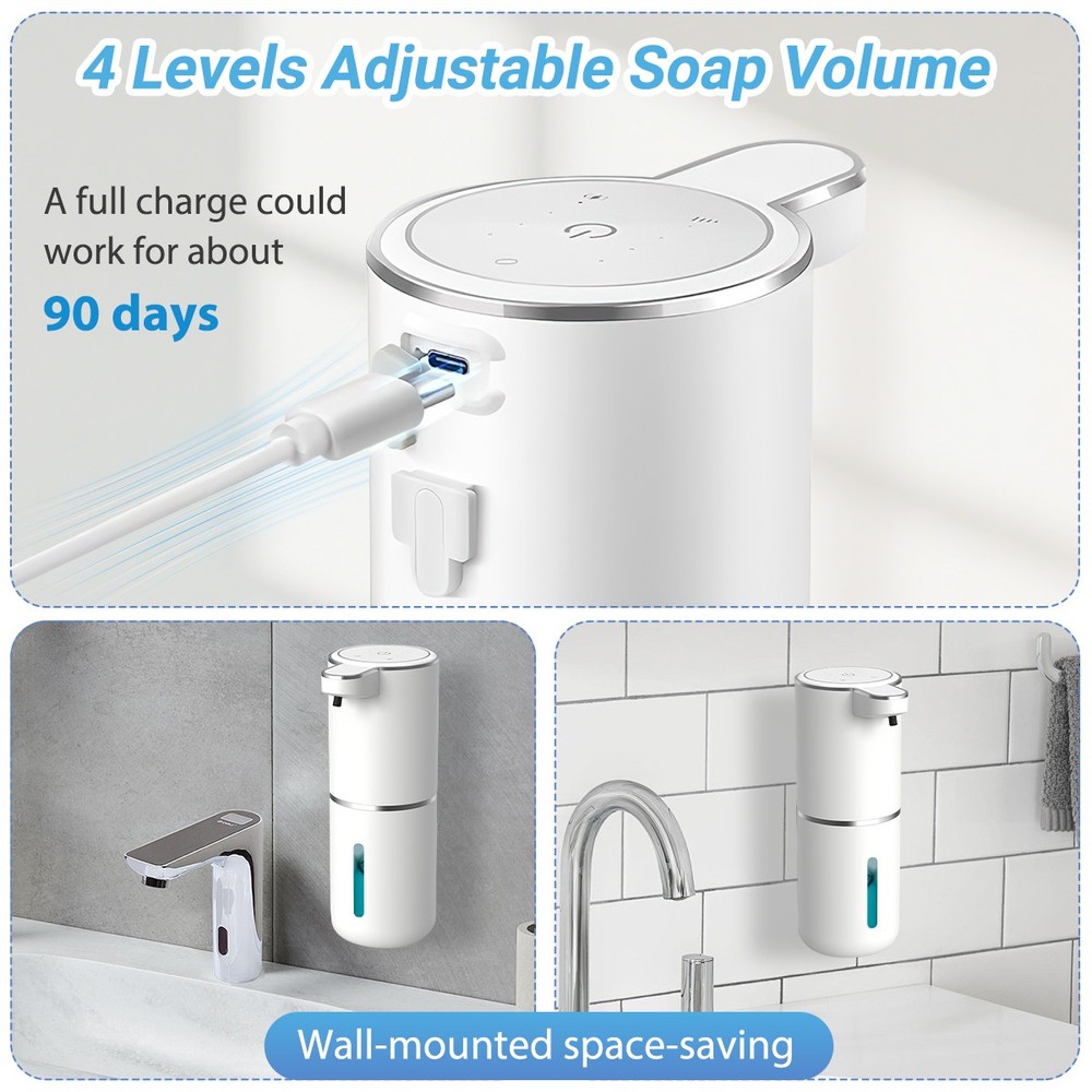 Touchless Automatic Soap Dispenser Foaming Soap Dispenser Bathroom Kitchen 380ML