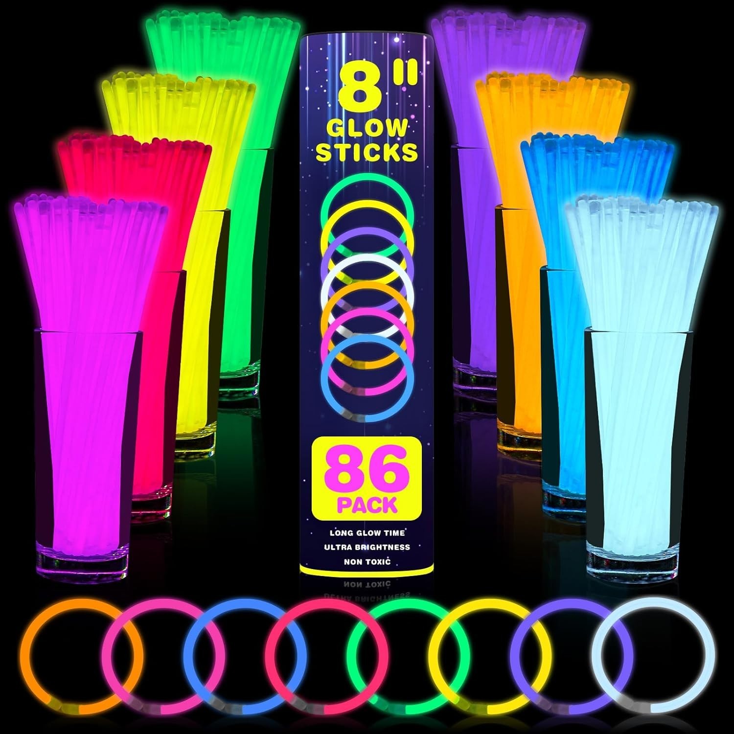 1000 PCS Ultra Bright Glow Sticks, 8 Inch Glow Sticks Bulk Party Pack, Light up