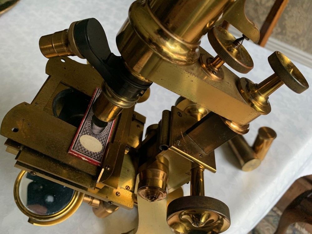 Large Antique C. Baker No. 2 - Compound Bar-limb Brass Microscope - circa 1860