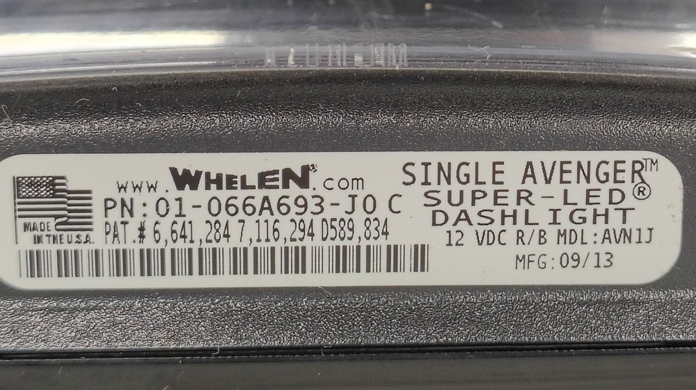 Whelen AVN1J Single Avenger Dash Light Red/Blue LED 12V Multiple Pattern