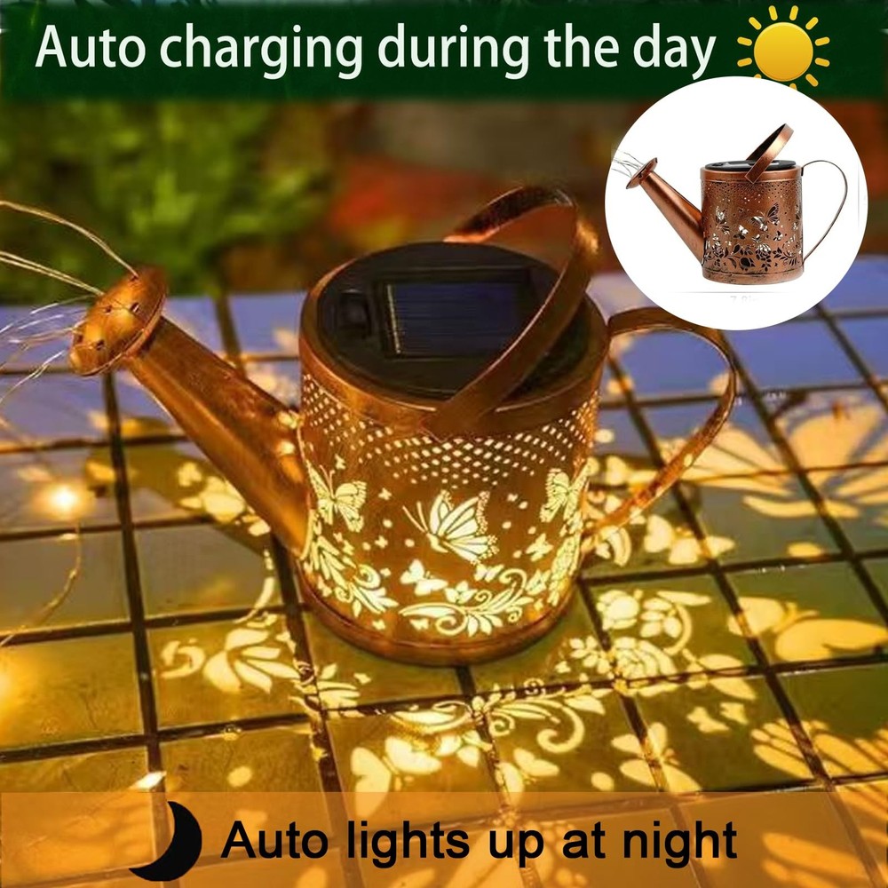Solar Watering Can Lights,LED Lantern String Light Outdoor Bronze