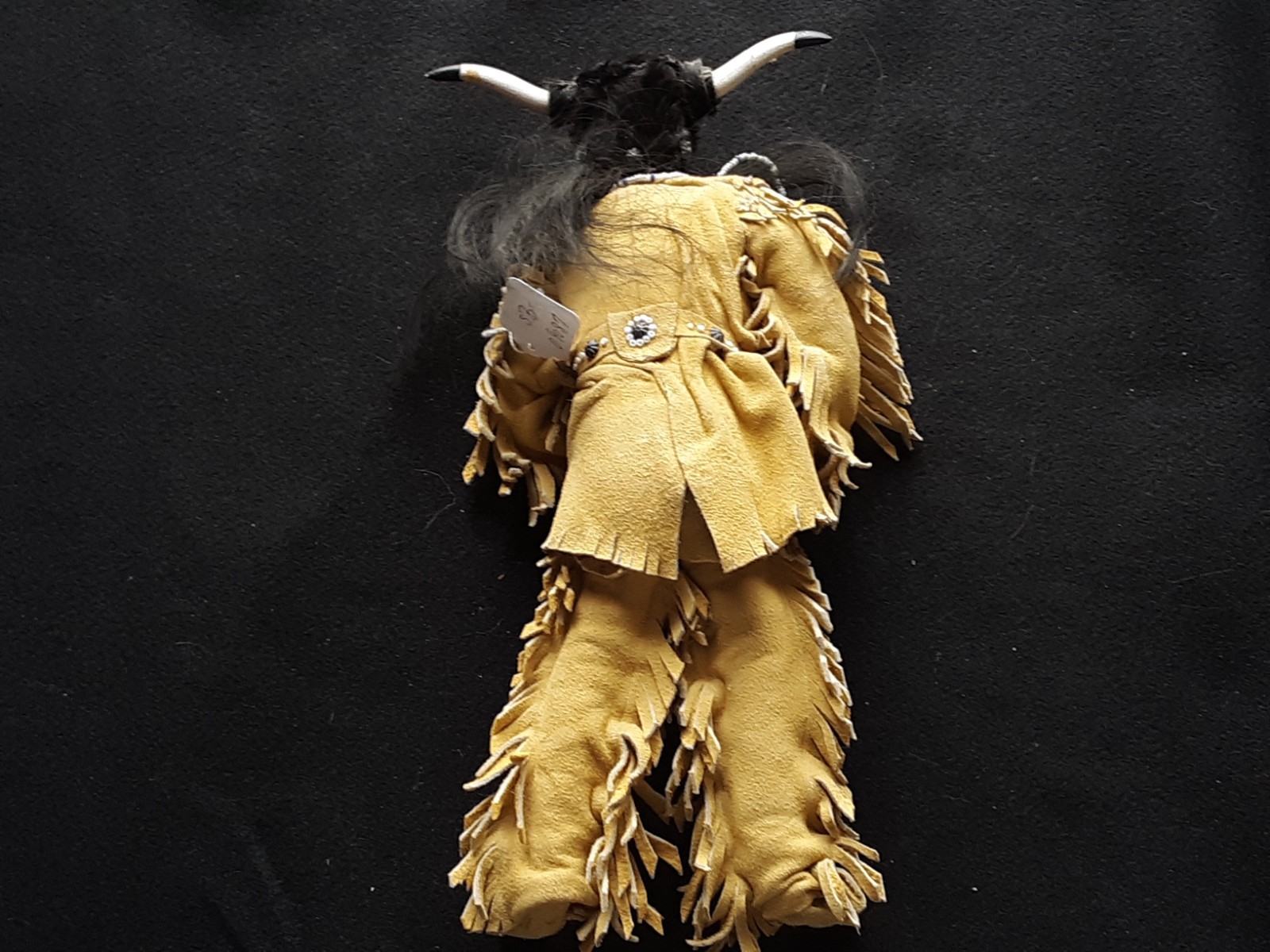 NATIVE AMERICAN BEADED LEATHER DOLL, APPLE HEAD MEDICINE MAN, SB-0226*09087