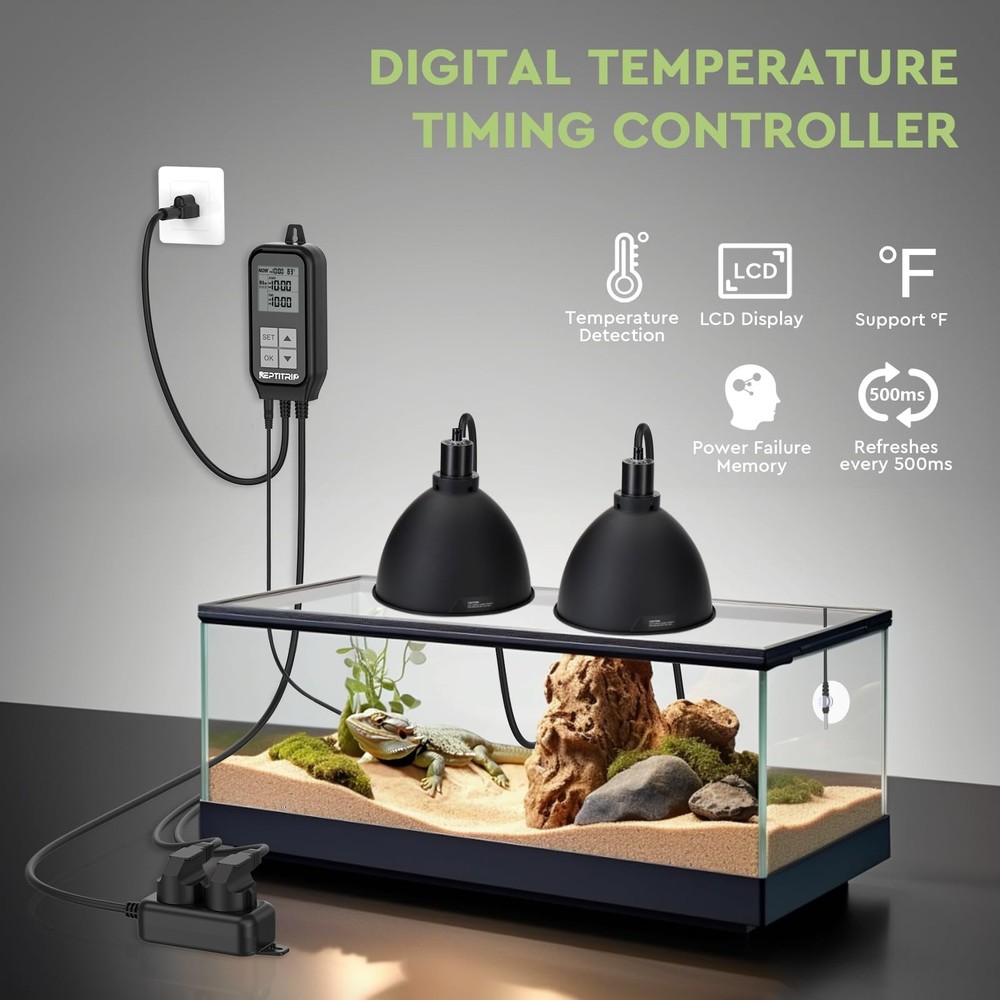 REPTITRIP Reptile Thermostat, Light Timer for Temperature and Lighting Control