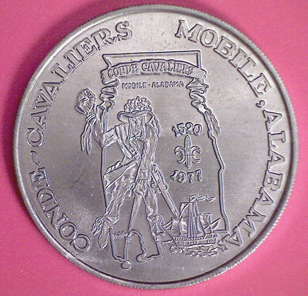 RARE Mardi Gras Doubloons Conde Cavaliers Mobile’s First Feb 6, 1980 MEDAL TOKEN