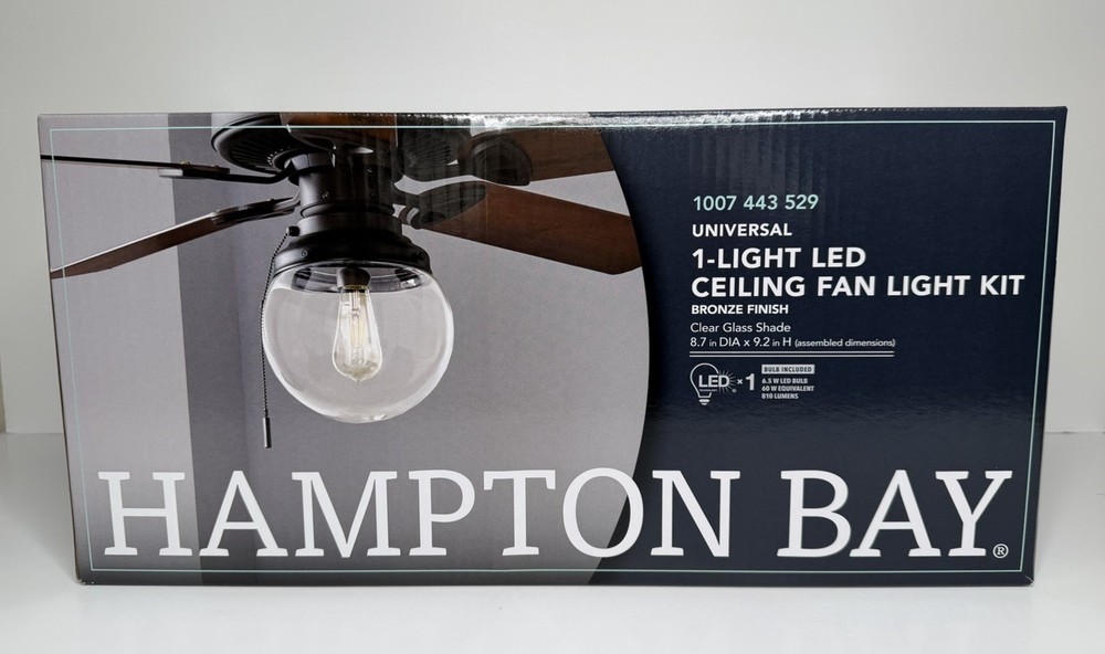 Hampton Bay Universal 1-Light LED Ceiling Fan Light Kit 2-Pack - New