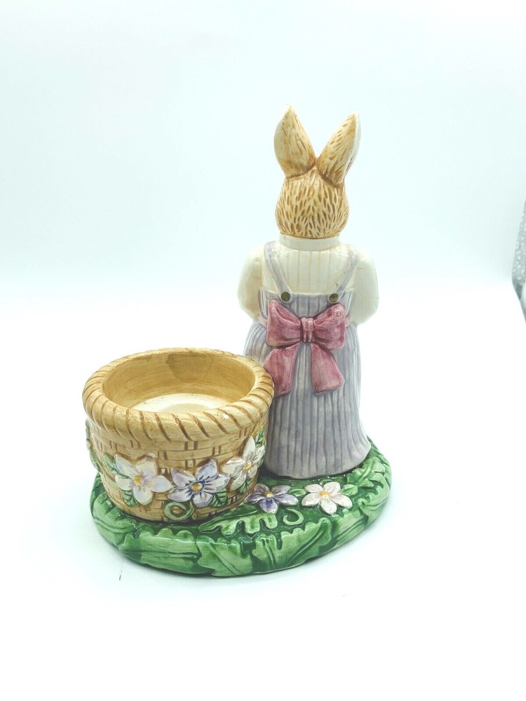 VTG Pair Avon Springtime Collection Easter Bunny Rabbit Ceramic Egg Holders