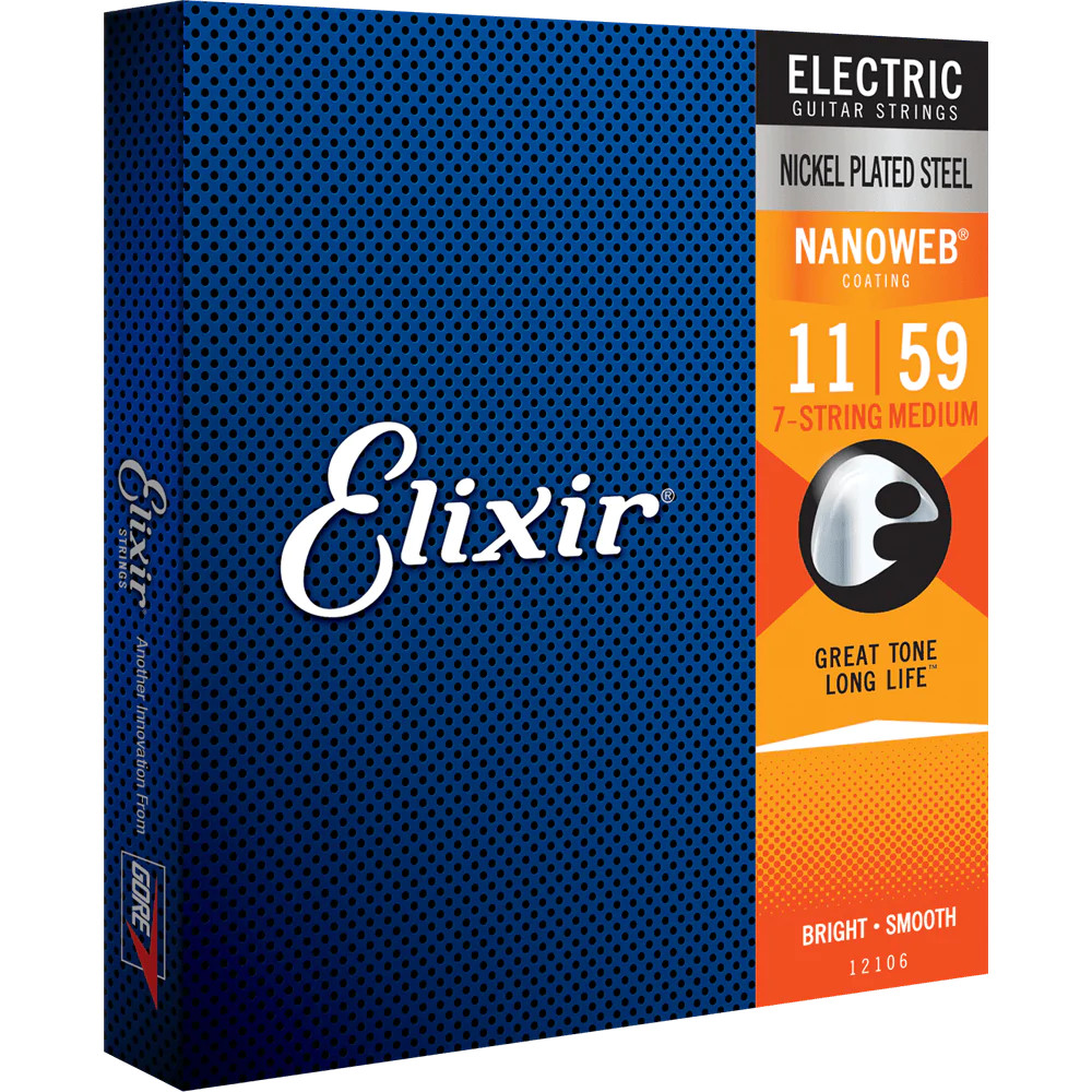 Elixir NANOWEB Nickel Electric — 7-String 12106 Medium (.011-.059)