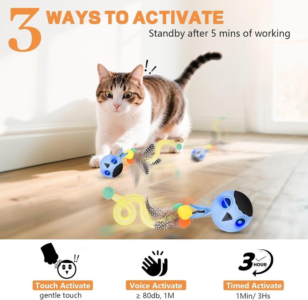 Cat Toy Ball Interactive USB Rechargeable Electronic Exercise Toy Blue