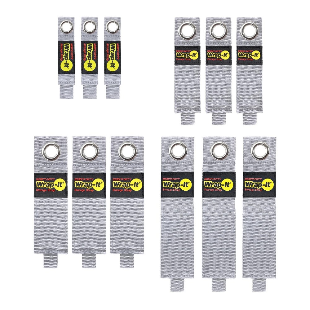 WrapIt HeavyDuty Hook & Loop Straps 12Pack Silver Cable Management