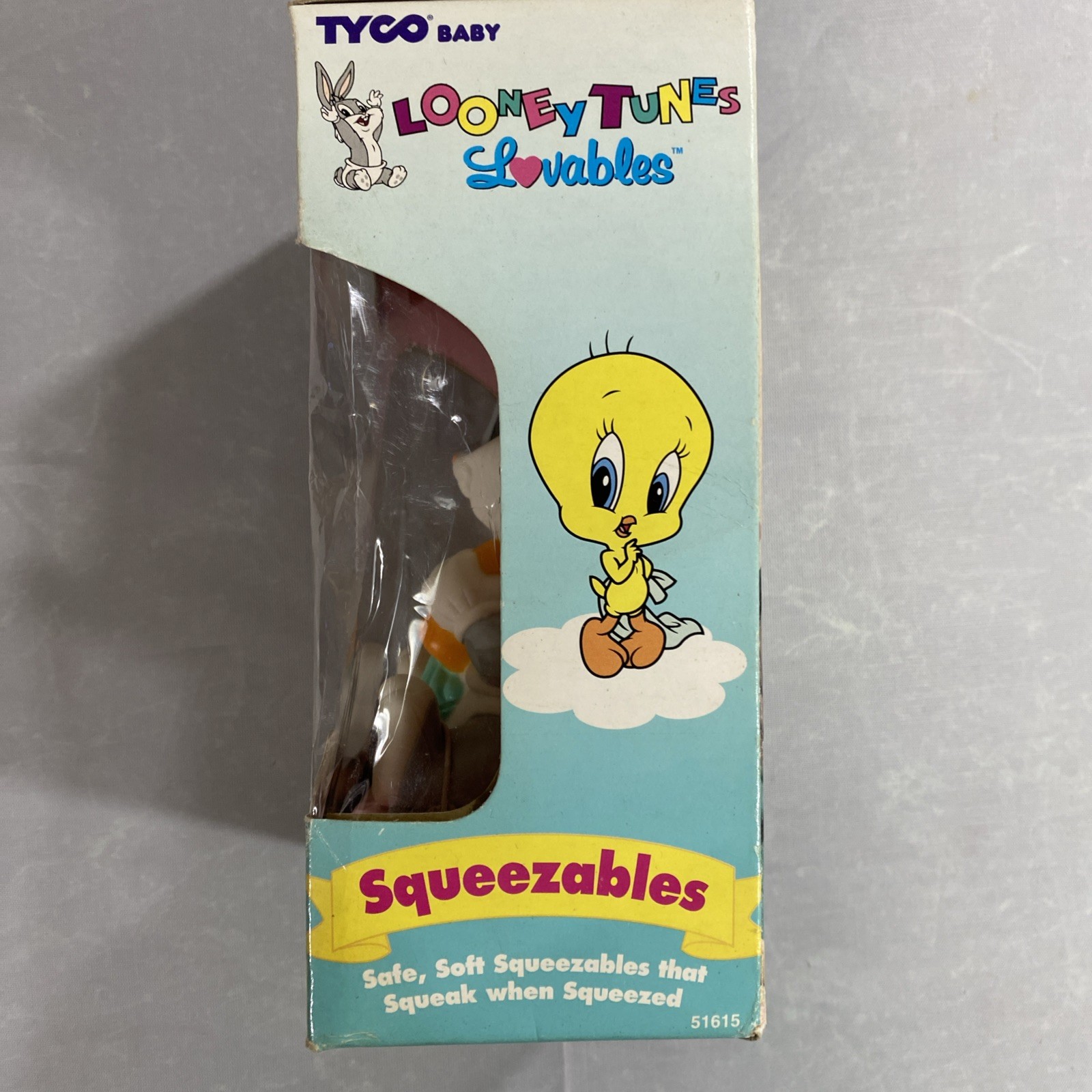Vintage Tyco 1995 Looney Tunes Lovables Squeezables Bugs Bunny Squeaky Toy NIB
