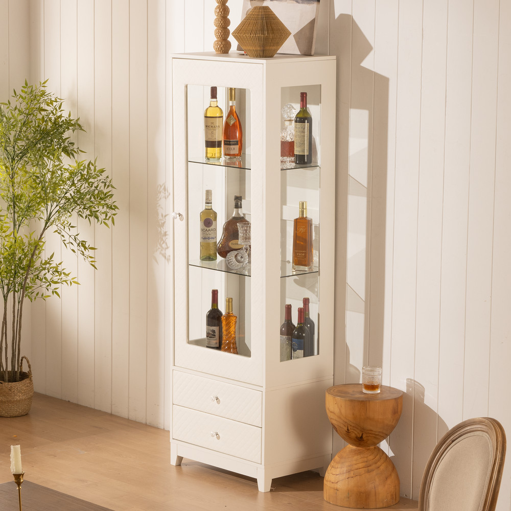 71'' Freestanding Display Cabinet with 2 Storage Drawers