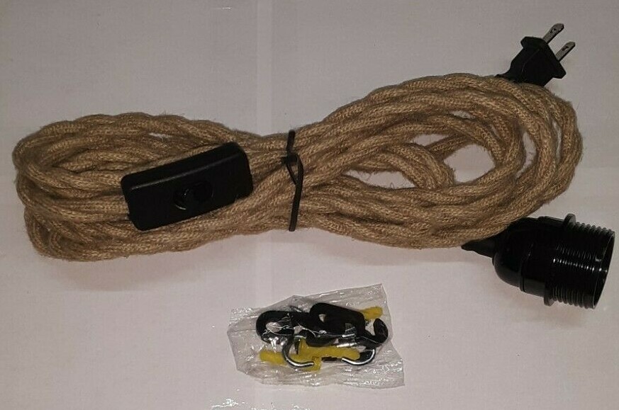 BENCHEN PEESIN PENDANT LIGHT CORD 15FT TWISTED HEMP ROPE E26 SOCKET SINGLE LIGHT