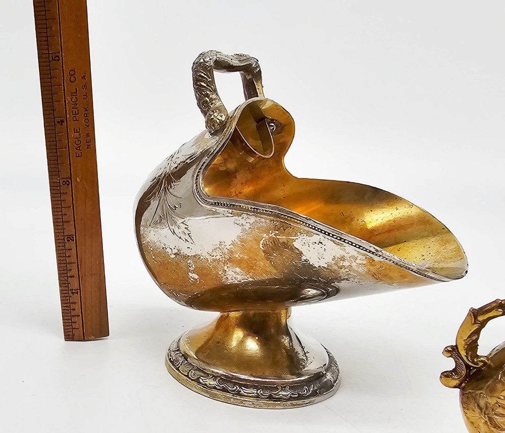 Silverplate 3 Sugar Scuttles + 1 Scoop Lot of 4 Pieces Small Med Large Victorian