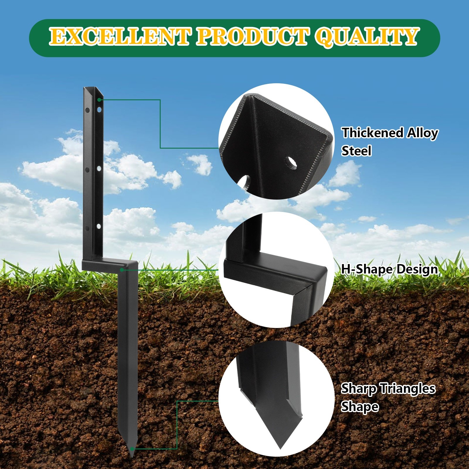 Fence Post Repair Kit Fence Post Anchor,Fence Post Spikes&Brackets, Fence Stakes