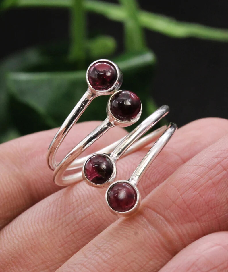 Garnet Ring 925 Sterling Silver Band &Statement Ring Handmade Ring All size