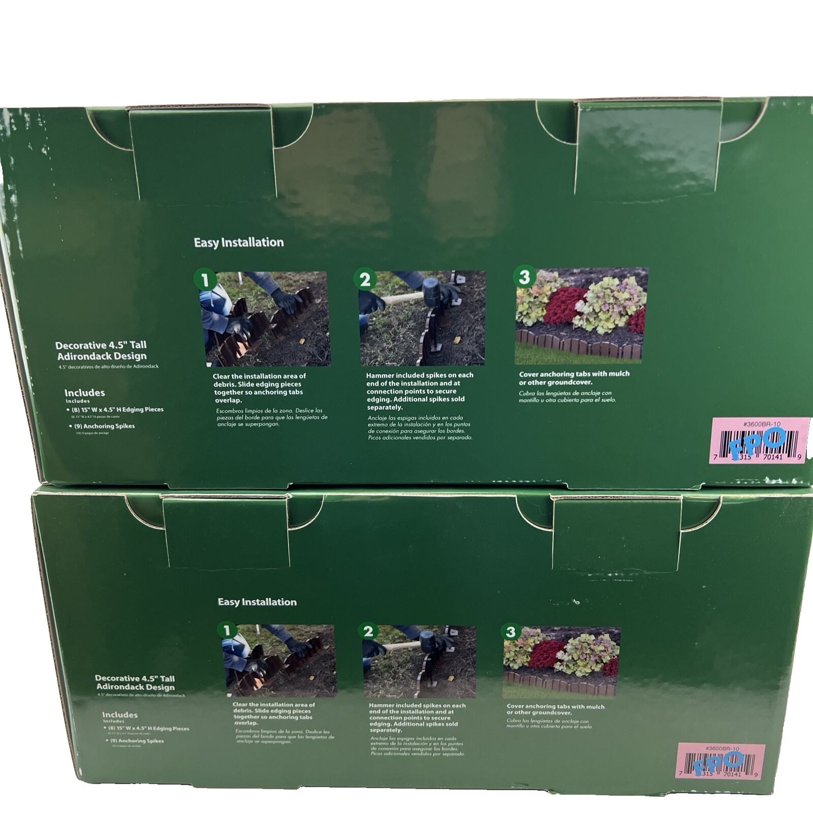 Vigoro 4.5" X 10ft Decorative Picket Fence Landscape Edging Kit Brown Lot of 2