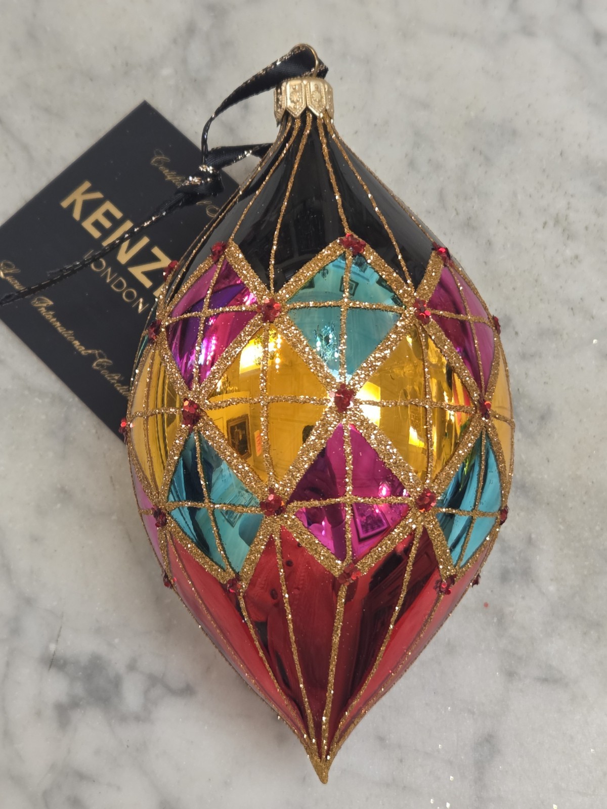 Kenzies Of London ITALIAN FESTIVAL BAUBLE Glass Christmas Ornament