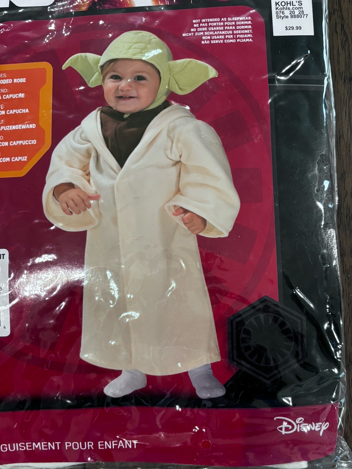 Star Wars Yoda Toddler Halloween Costume Rubies #888077 size 24M Pre-owned Cool