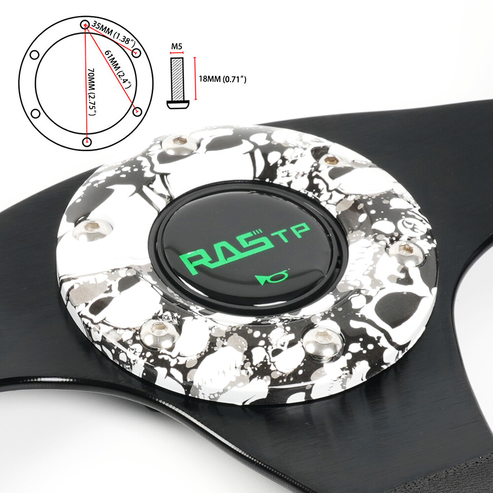 Universal U Shape Flat Dish Drift Racing Steering Wheel + 6 Holes Horn Button