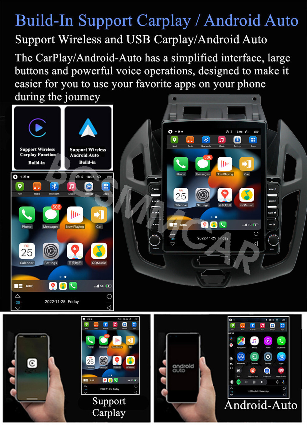 Fit For Ford Transit Connect 2014-2018 Stereo Radio Player For Carplay GPS WIFI