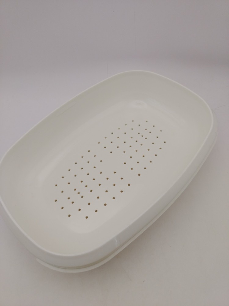 Tupperware Microwave Steamer Harvest Gold White Insert Cooker Lid EUC