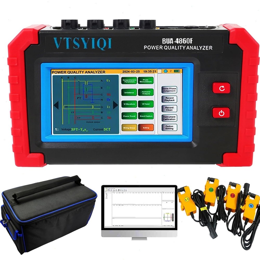 Power Quality Analyzer with 10mA~10.0A Voltage, Current and Power Trend Chart