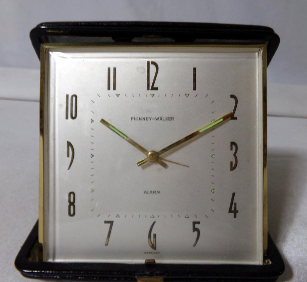 Phinney-Walker Oversize 5” Leather Case Art Deco Clock2