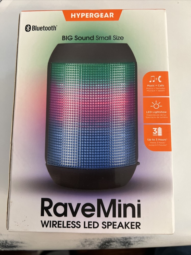 New HyperGear RaveMini Bluetooth Wireless LED Speaker #0777