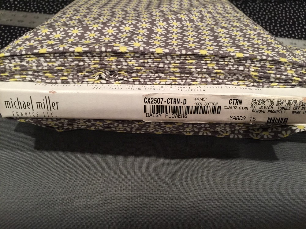 Daisy Flowers By Michael Miller CTRN/GREY Fabric BTHY Cute!