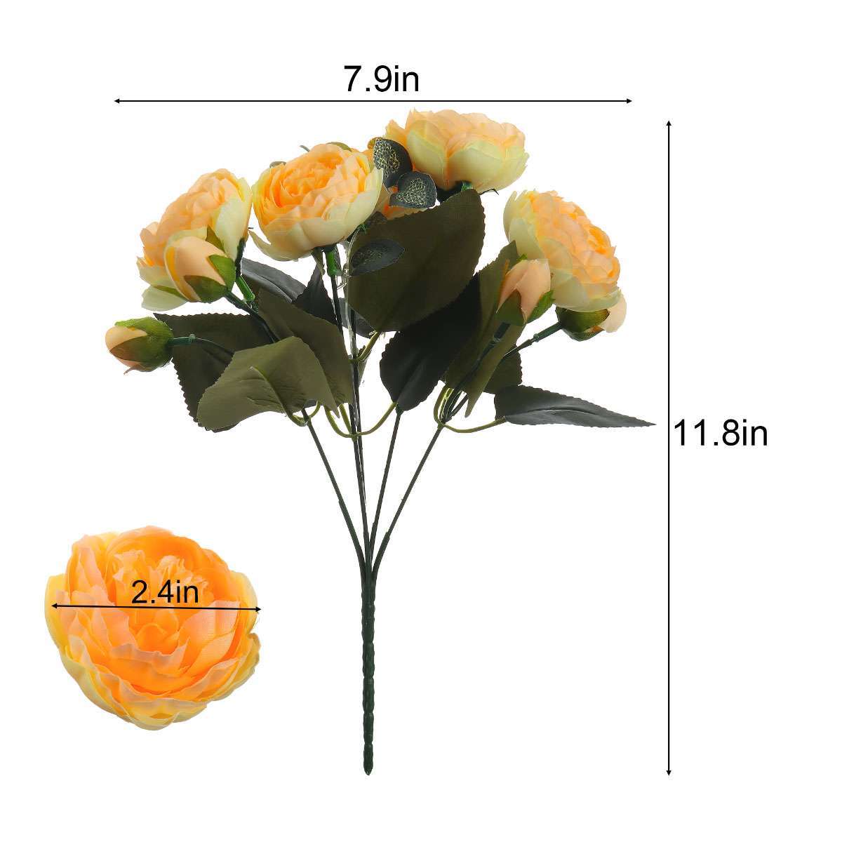 Artificial 9 Heads Silk Peony Flower Wedding Bouquet Home Party Outdoor Decor