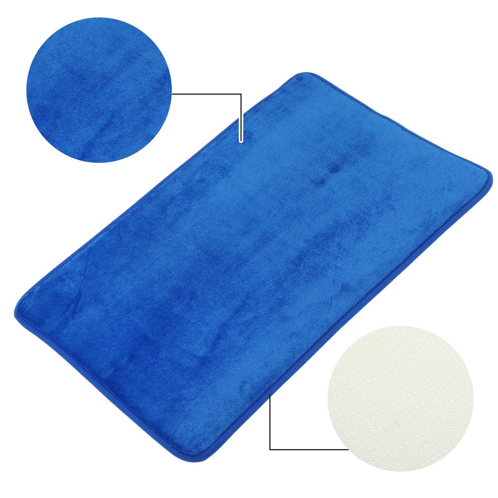 Bathroom Rugs Bath Mat Machine Washable Solid Color Pattern Dark Blue 90x60cm