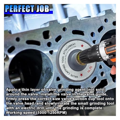 Universal Valve Lapping Tool Kit with 5 Suction Plates, Valve Grinding