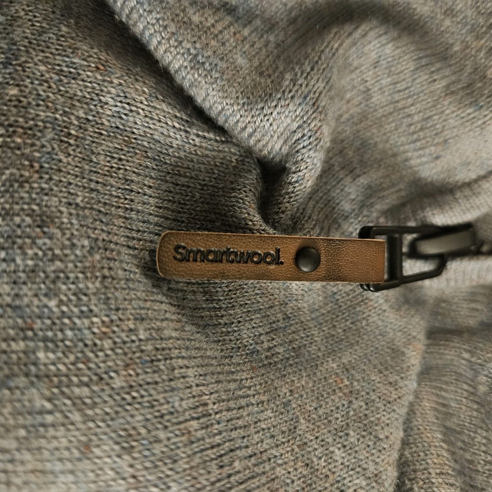 Smartwool 1/4 Zip Sweater Mens Medium Heather Grey Pullover Ripple Ridge Stretch