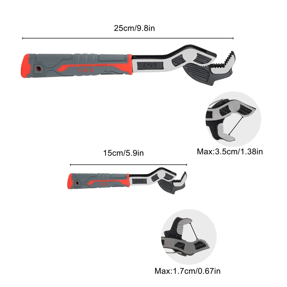 6" 10" Multi-function Magic Wrench Self-Adjusting Spanner Power Grip Pipe Wrench