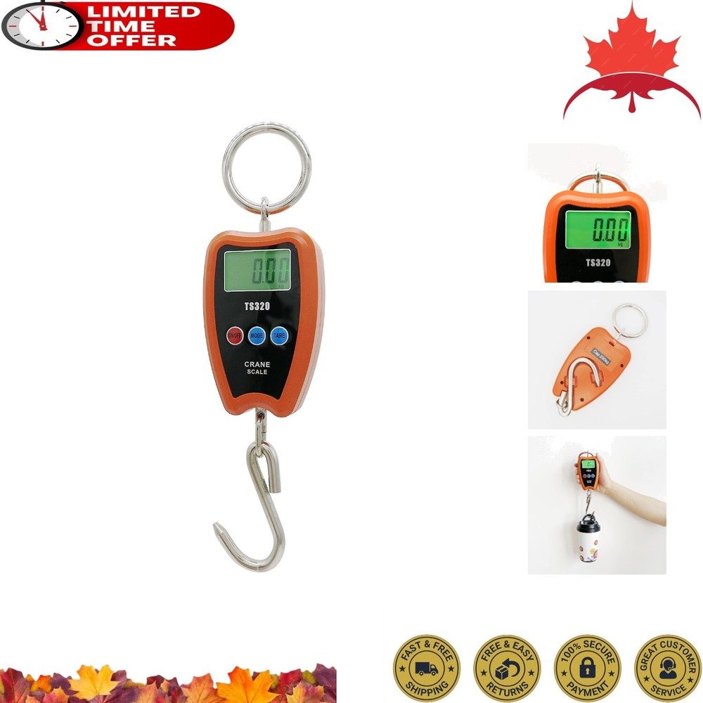 Precise Compact Crane Scale - Precision 200kg/440lbs - LED Display - Orange